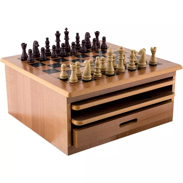 10 in 1 Wooden Chess Board Games Slide Out Checkers House Unit Set