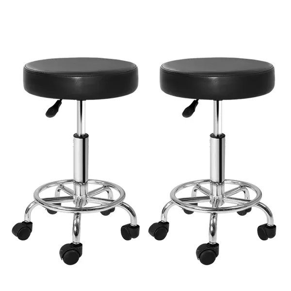 2-Pack Round Swivel Salon Stools | Black Hydraulic Lift