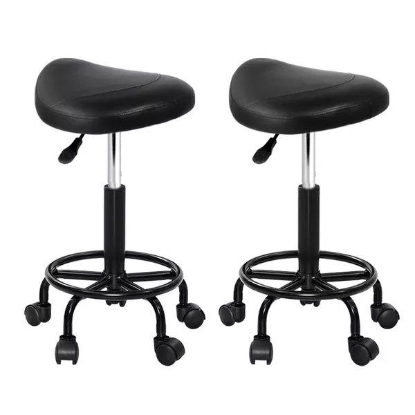 2-Pack Saddle Salon Stools | PU Hydraulic Lift