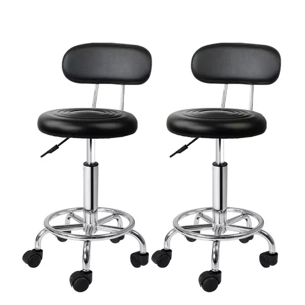 2X Salon Stool | Swivel Backrest Chair | Barber Hairdressing | Hydraulic Height