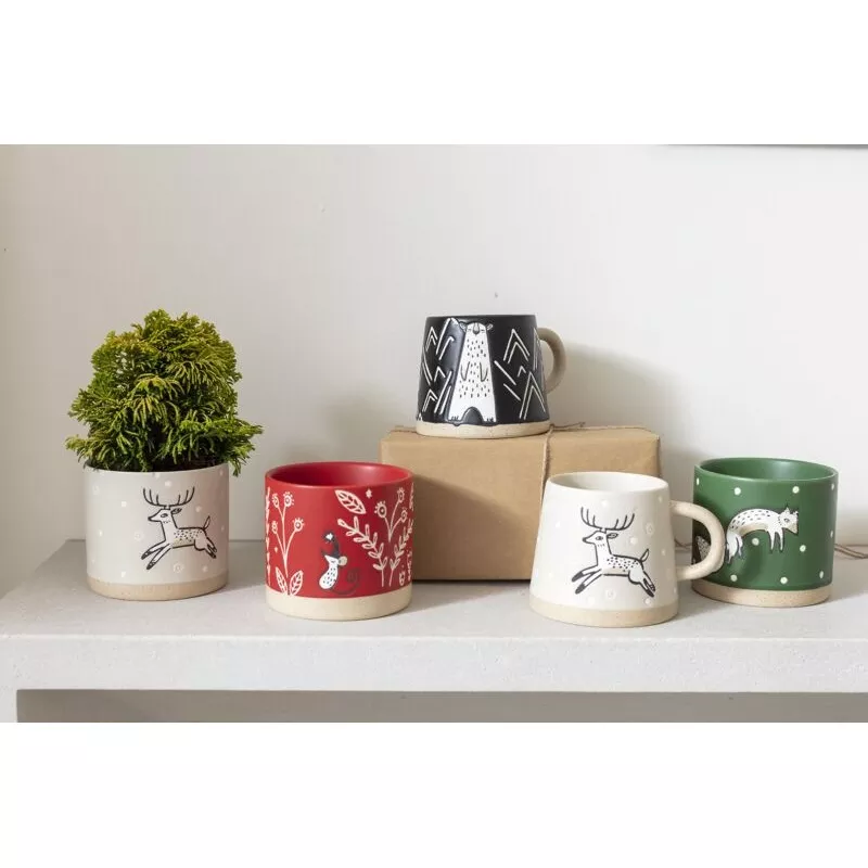 Arwen Pot|4″ x 3.5″ Pot|Black|Red|White