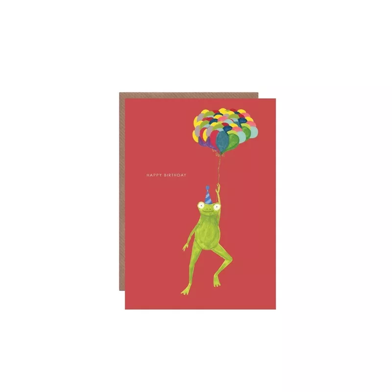 ‘Frog and Balloons’ Birthday Greetings Card