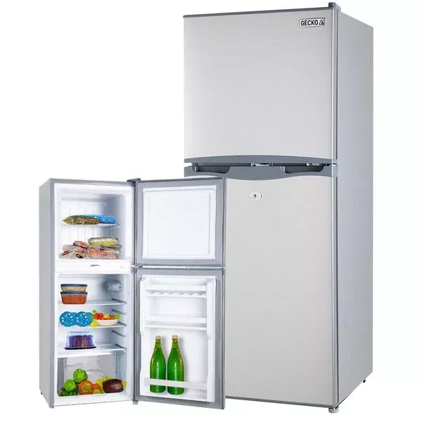 GECKO 125L Portable Fridge Freezer - Camping Motorhome 12V/24V/240V, Silver