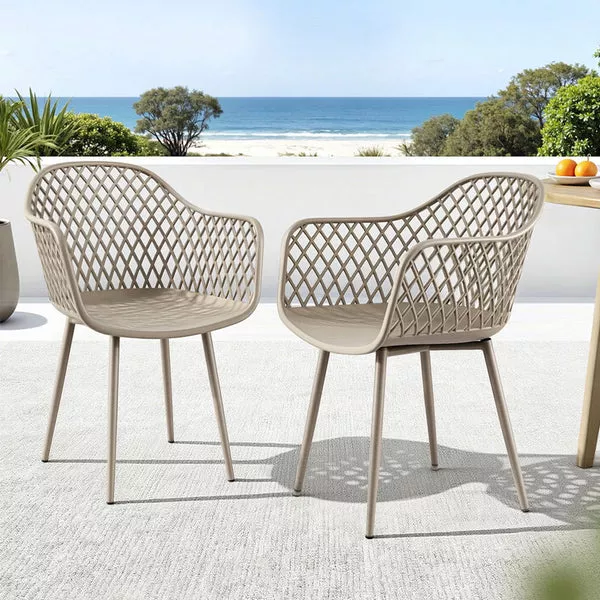 Outdoor Dining Chairs Set 4pc | PP Lounge Chairs | Coffee Colour
