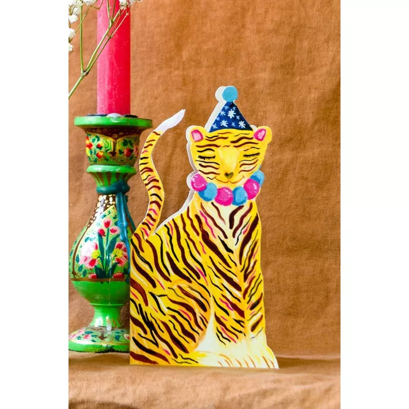 ‘Party Tiger Die-Cut’ Greetings Card