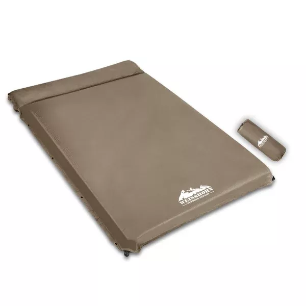 Weisshorn Double Size Self Inflating Mattress Mat 10CM Thick Coffee