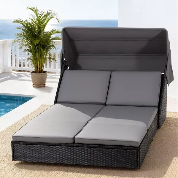 Wicker Outdoor Day Bed | Sun Lounge Setting | Patio Furniture (Standard)