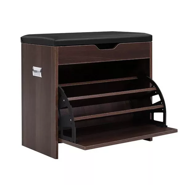 Wooden Shoe CabinetOrganizer / Bench - 15 Pair Capacity