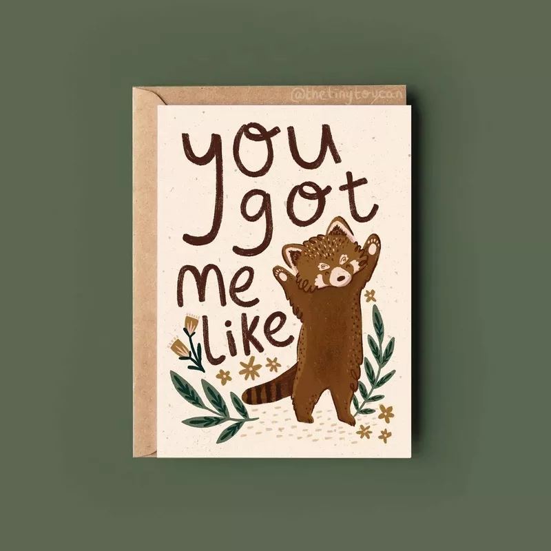 ‘You Got Me Like’ Red Panda Greetings Card